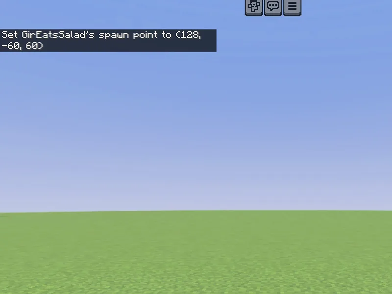 /spawnpoint setting the player spawn point in Minecraft (after)