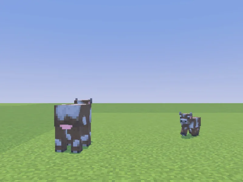 Cows spawned with /summon in Minecraft (after)