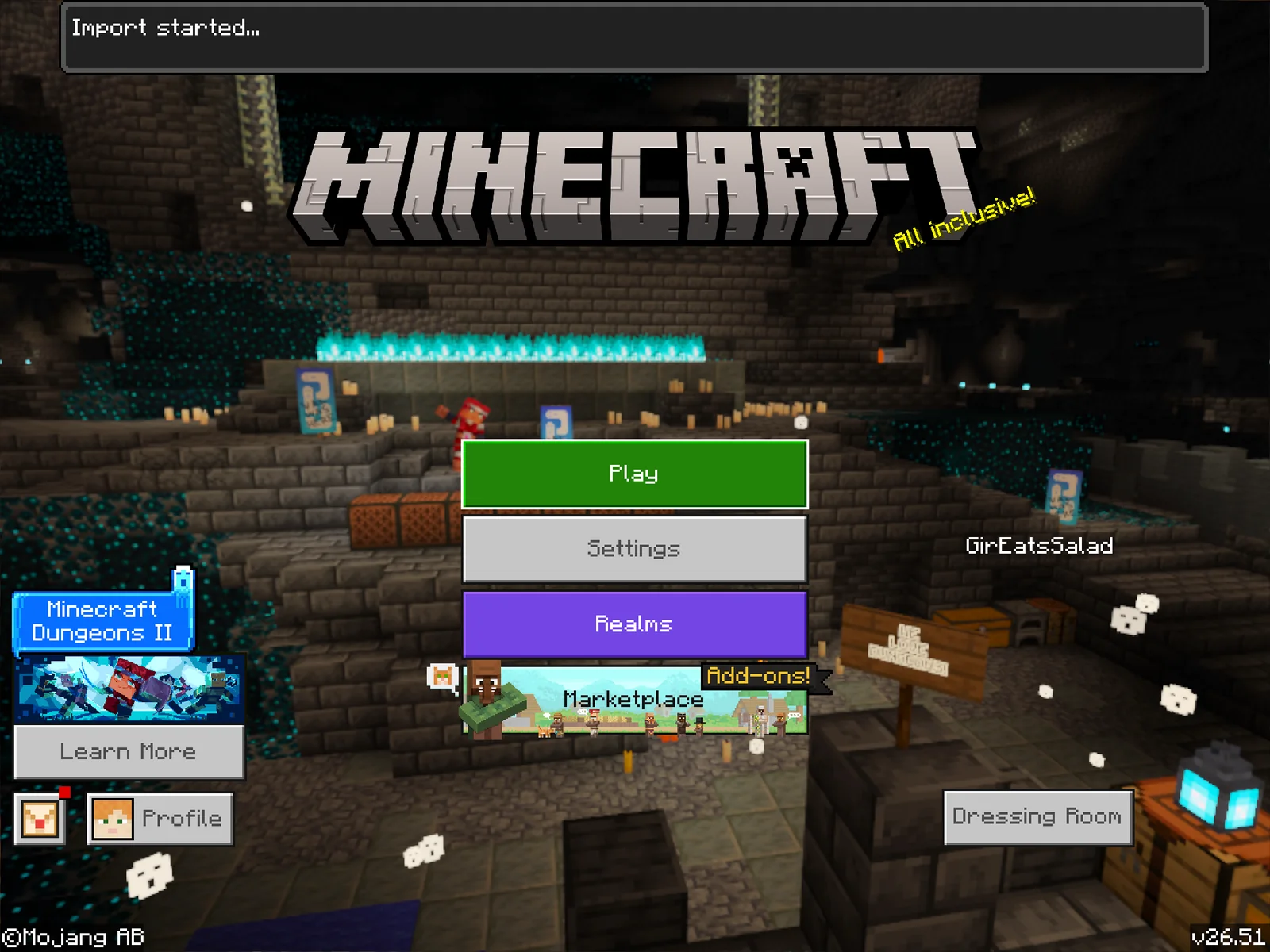 Minecraft importing the updated pack from the share sheet