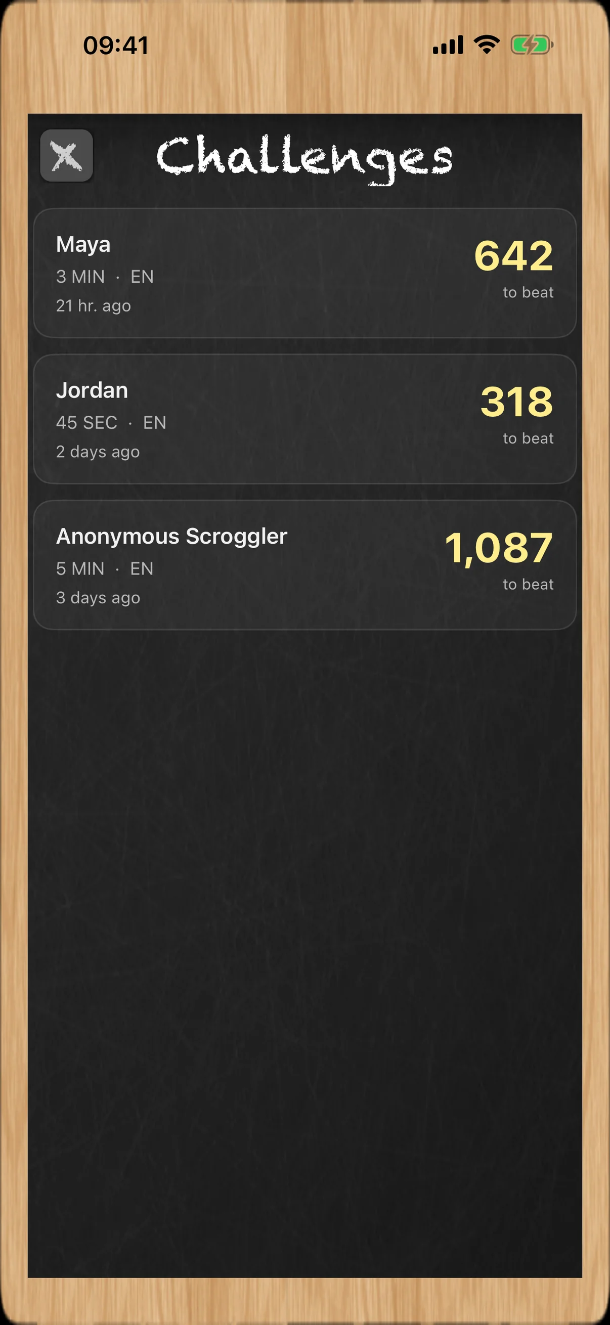 Challenge a friend to your exact board